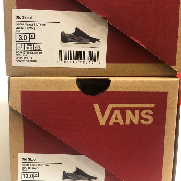 Vans Old Skool (Suede Flame) Black  Kids Shoes - Picture 13 of 14